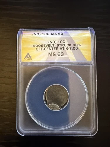 (ND) Lincoln cent 1C Struck 80% Off-Center Chain Strike Error - ANACS MS63 BRN.
