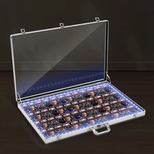 34"X22" LED Trade Show Display Case Table Top Portable Aluminum Sports Card Disp