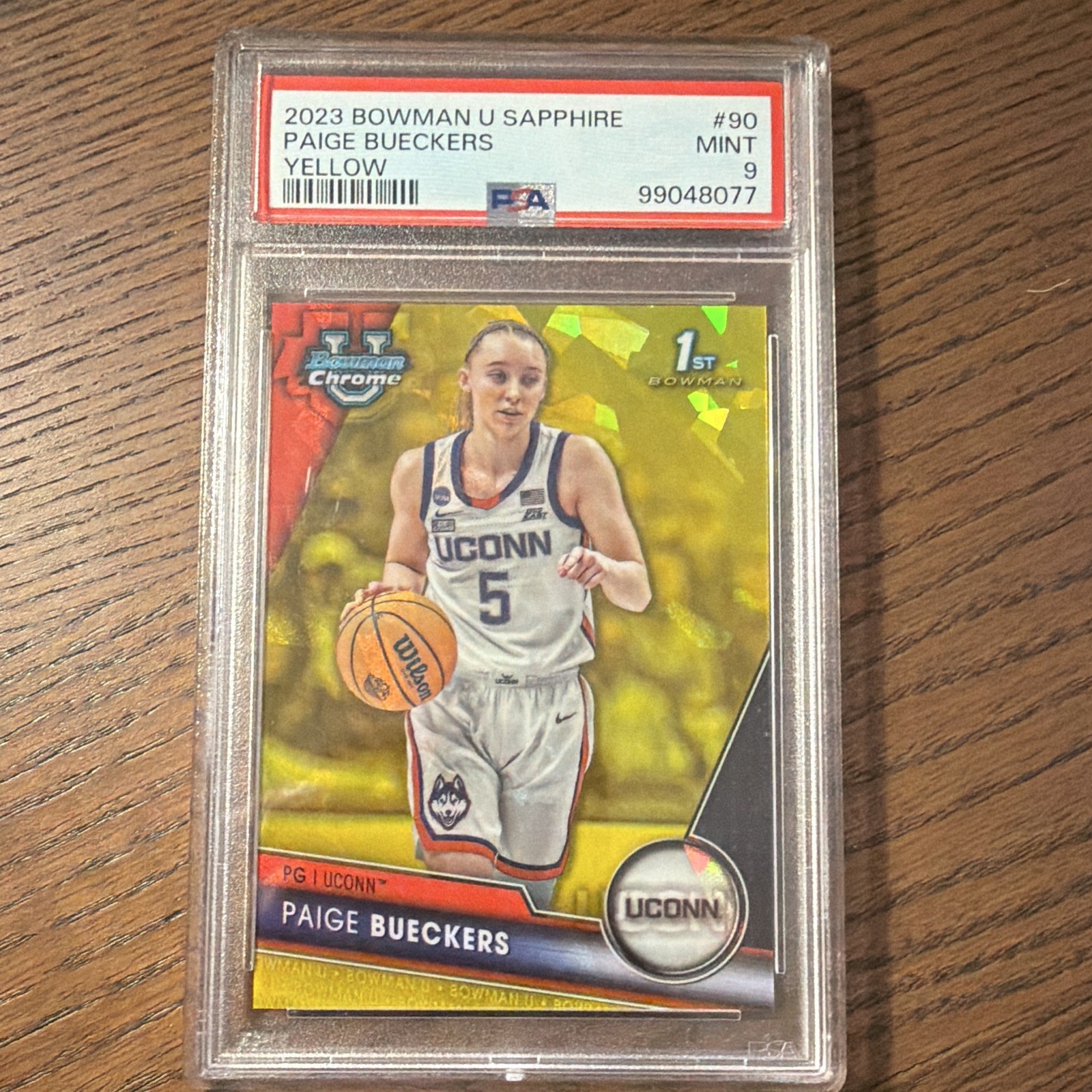 Bowman 2023 Bowman U Sapphire Paige Bueckers Yellow #90 PSA 9