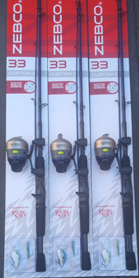 lot 3* new Zebco metal 33 Custom-Z  6''6' rod Combo w/strike king crankbait