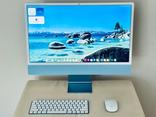 Apple iMac 24" Blue M1 2022 ( 256GB SSD 8GB RAM) - Low Usage w/ Extras