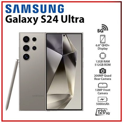 NEW Samsung Galaxy S24 Ultra 5G 12GB+512GB GREY Dual SIM Android Mobile Phone