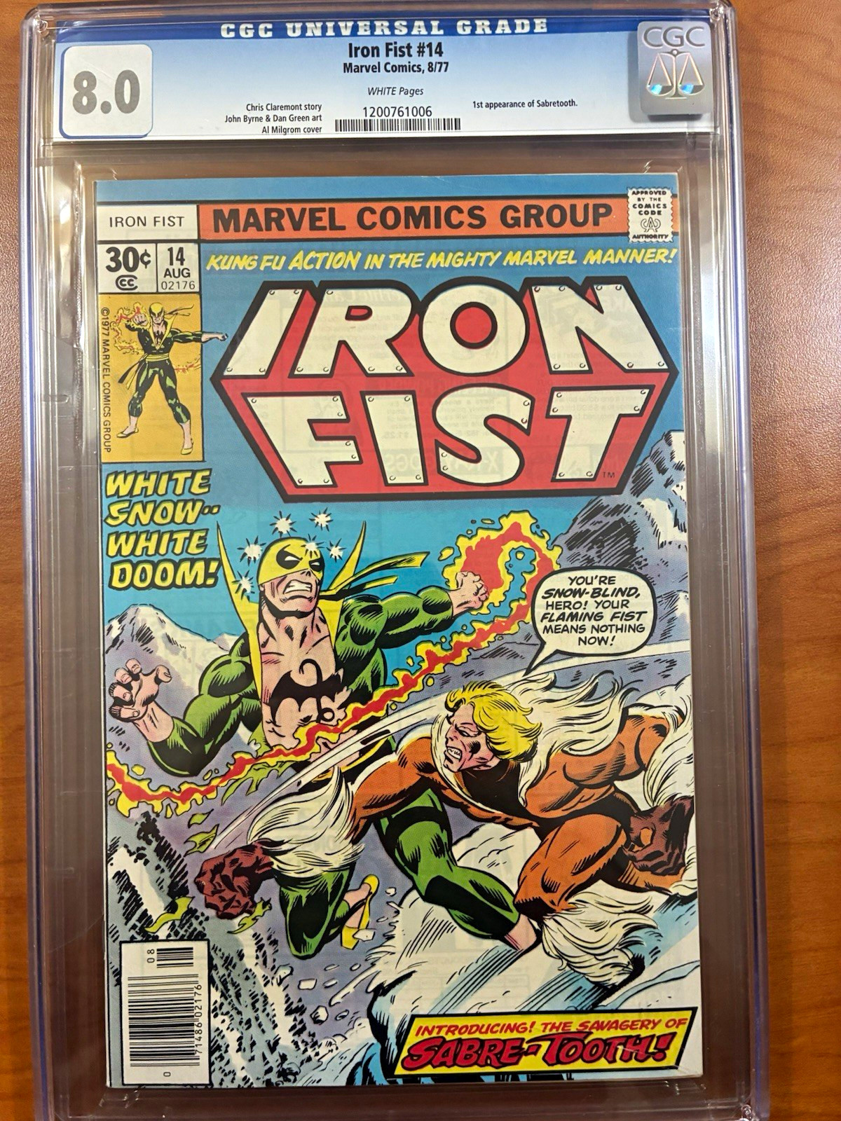 Marvel Iron Fist #14 (1977) CGC 8.0 White Pages 1st Sabretooth