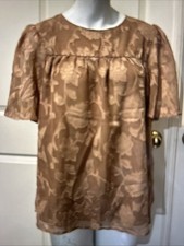 Baby Doll Blouse NWT Sheer Lined Medium Brown