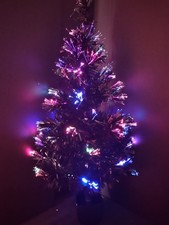 Halloween Fiber Optic Color changing Black Christmas Tree Tabletop 32" lot 3186