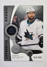 2021-22 SP Game Used Jonah Gadjovich Authentic Rookie 918/999 #R-56 Sharks RC
