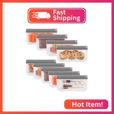 Lerine Reusable Snack Bags Dishwasher Safe, 9 Pack Food Storage Bags Extra Thick