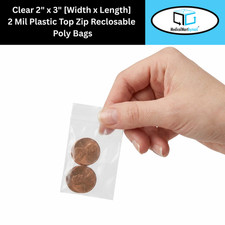 10000 ZIP SEAL BAGS 2" x 3" CLEAR 2 MIL PLASTIC RECLOSABLE TOP LOCK MINI BAGGIES