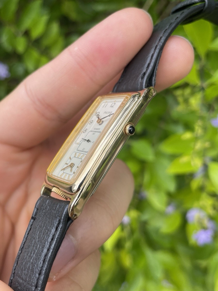 Rare 1990s Pulsar (Seiko) WWW2-5000 R0 Dual Time Mens Tank Dress