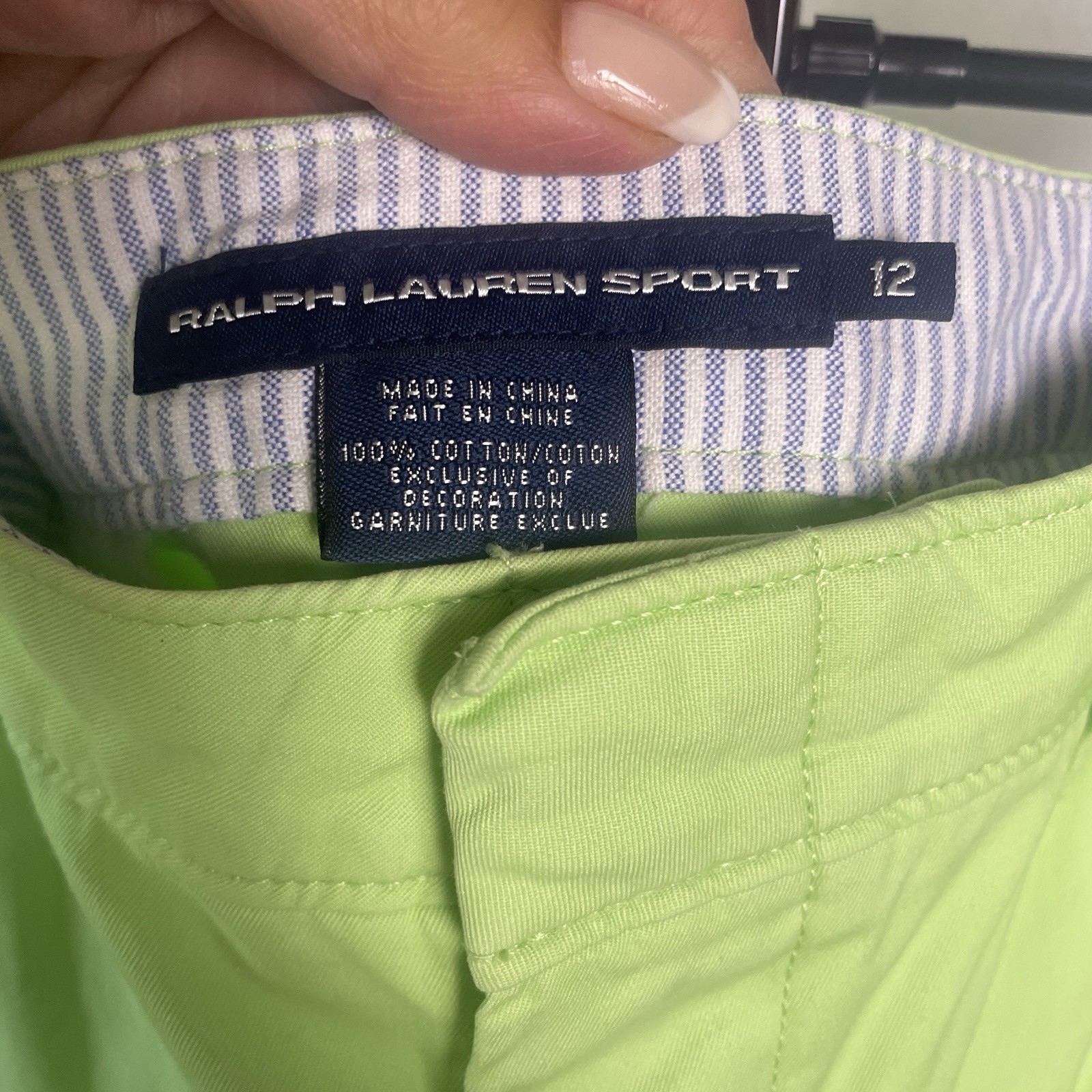 Pantaloni da donna Ralph Lauren Sport 12 verde lime golf preppy chino spiaggia logo pony