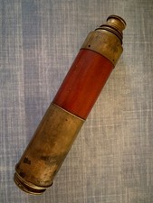 Antique Brass Telescoping Spyglass With Wood Wrapped Barrel 32
