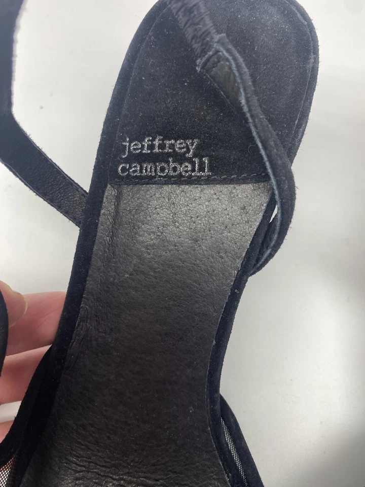 Jeffrey Campbell Mujer Thomnas Talla 7.5 Malla Gamuza Tacón Bloque Cordones Elegante Foto 3 de 4