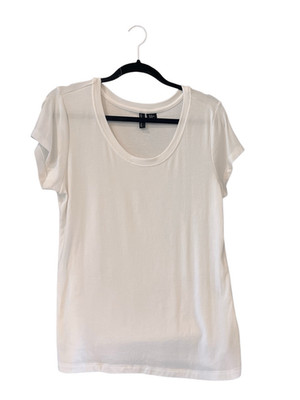 Cynthia Rowley Women's Pima Cotton Scoop Neck Short Sleeve T-Shirt White Size XL