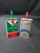 Lot Of 2 Vintage SINGER Sewing Machine Oil Can 4 oz Handy Oiler, Silver Is NOS
