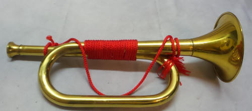 Vintage Brass Bugle Gold Hunting Horn Wind Instrument Military Display Decor