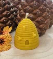 100% Pure Beeswax Skep With Bees Candle