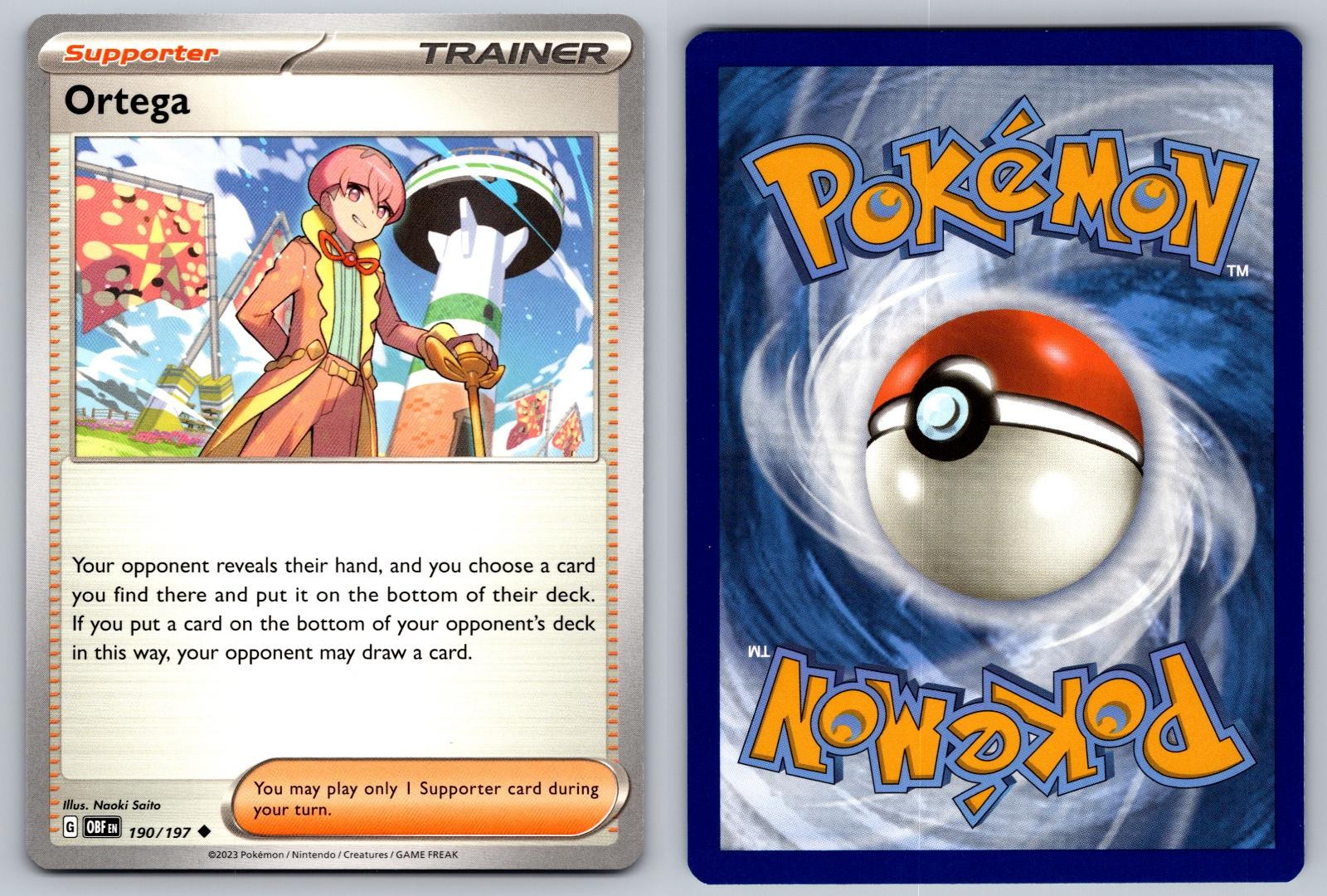 ORTEGA 190/197 UNCOMMON OBSIDIAN FLAMES POKEMON NM/M
