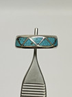 Native American Band Turquoise Inlay Triangles 925 Sterling Silver Size 6.25 — photo 3