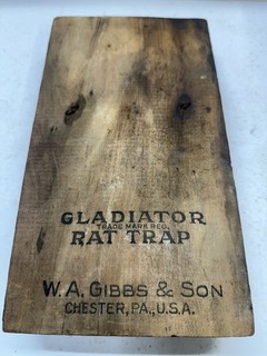 Vintage W.A. Gibbs & Son Gladiator Rat Trap Trapping Victor Sargent Newhouse