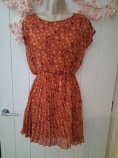 New Look Tokyo Doll orange sheer lined summer dress size 10