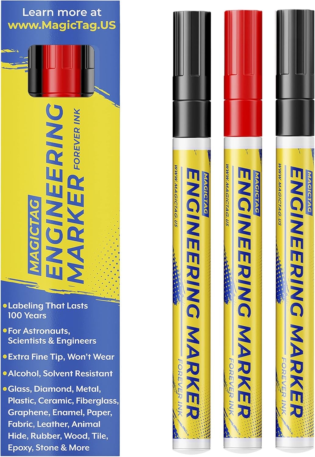 ALCOHOL RESISTANT Markers, FINE POINT, Designed 1 Count (Pac
