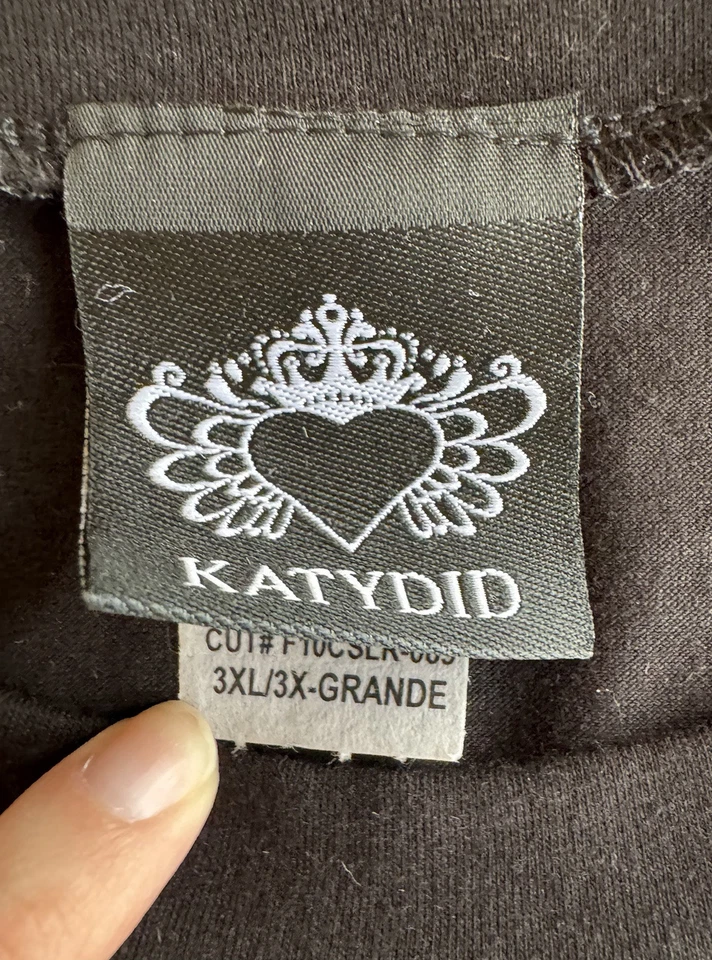 Camisa negra manga larga RHINESTONE Peace Sign Katydid Collection para mujer de motociclista Foto 4 de 4