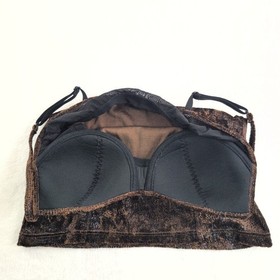 Y2K Chocolate Brown Snake Skin Velvet Burnout Corset Tank Top Women's 34C