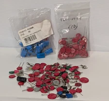 Lot of assorted varistors, ITW 104M06QC150, GE E3 V130LA20A, V180ZA10, more