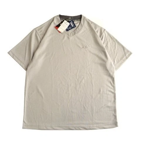 New FIRST DOWN Dry Quick Dry Short Sleeve T shirt Men s L Gray V Neck Smooth Gen