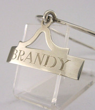 UNUSUAL STERLING SILVER BRANDY DECANTER BOTTLE COLLAR LABEL 1978 BARWARE