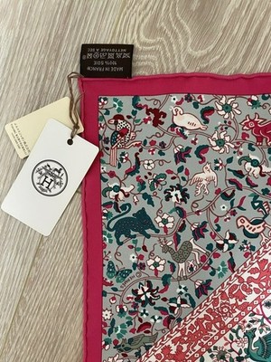 HERMES Jardins de Soie Carre 45 silk 100% scarf Rose pink Tags Boxed New t56