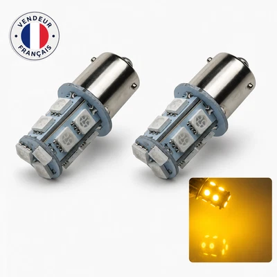 Ampoules BAY15D LED 13 SMD Orange 1157 pour Veilleuses autos motos scooters atv - Photo 1/2