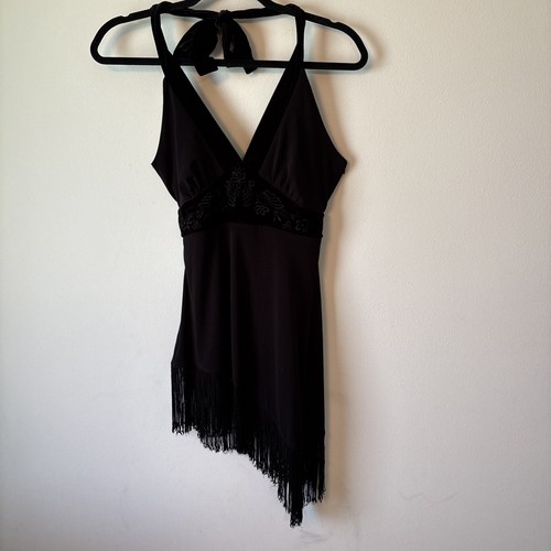 Vintage 90s Y2K Small Fairy Grunge Babydoll Halter Tank Top Beaded Goth Long