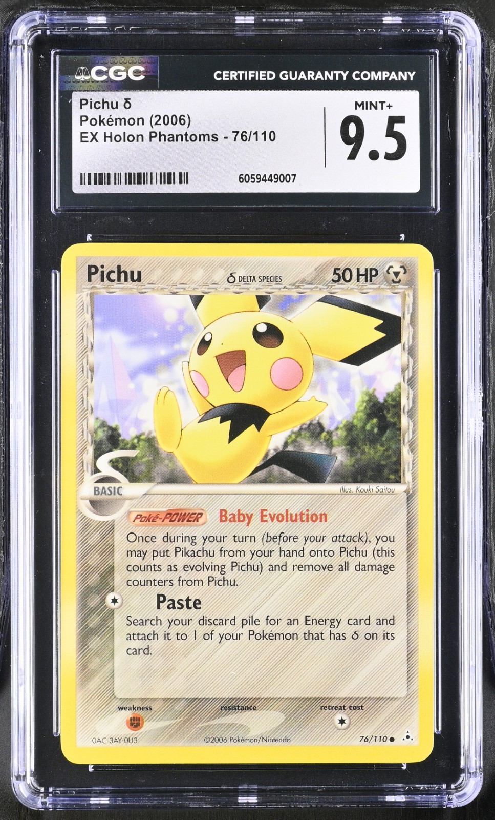 CGC 9.5 Pichu Delta 76/110 EX Holon Phantoms 2006 Pokemon Card