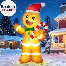 5FT Christmas Inflatables Gingerbread Man, Christmas Decoration Outdoor Built-In