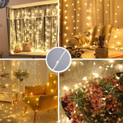 3Mx3M LED Curtain String Fairy Lights In/Outdoor Controller Window Wedding Decor - Picture 6 of 19