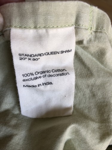 PURE DKNY Std Pillow Sham Lt Green Organic Cotton Button Close 20" x 30" - Picture 6 of 7