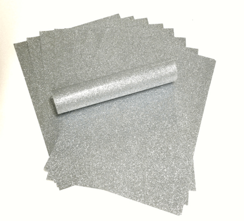 10 A4 SILBER OHNE VERGIESSEN SOFT TOUCH GLITZERPAPIER, WEISSE RÜCKSEITE CA. 150 GSM  - Bild 1 von 3