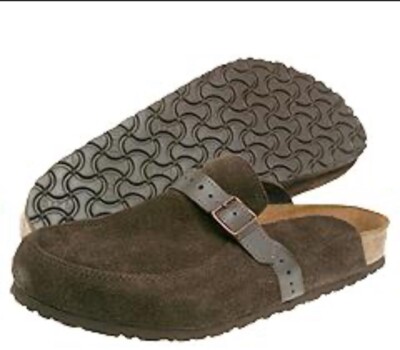 BIRKENSTOCK Suede 'Eaton' Mule Clogs, Brown, Size 42 Boston