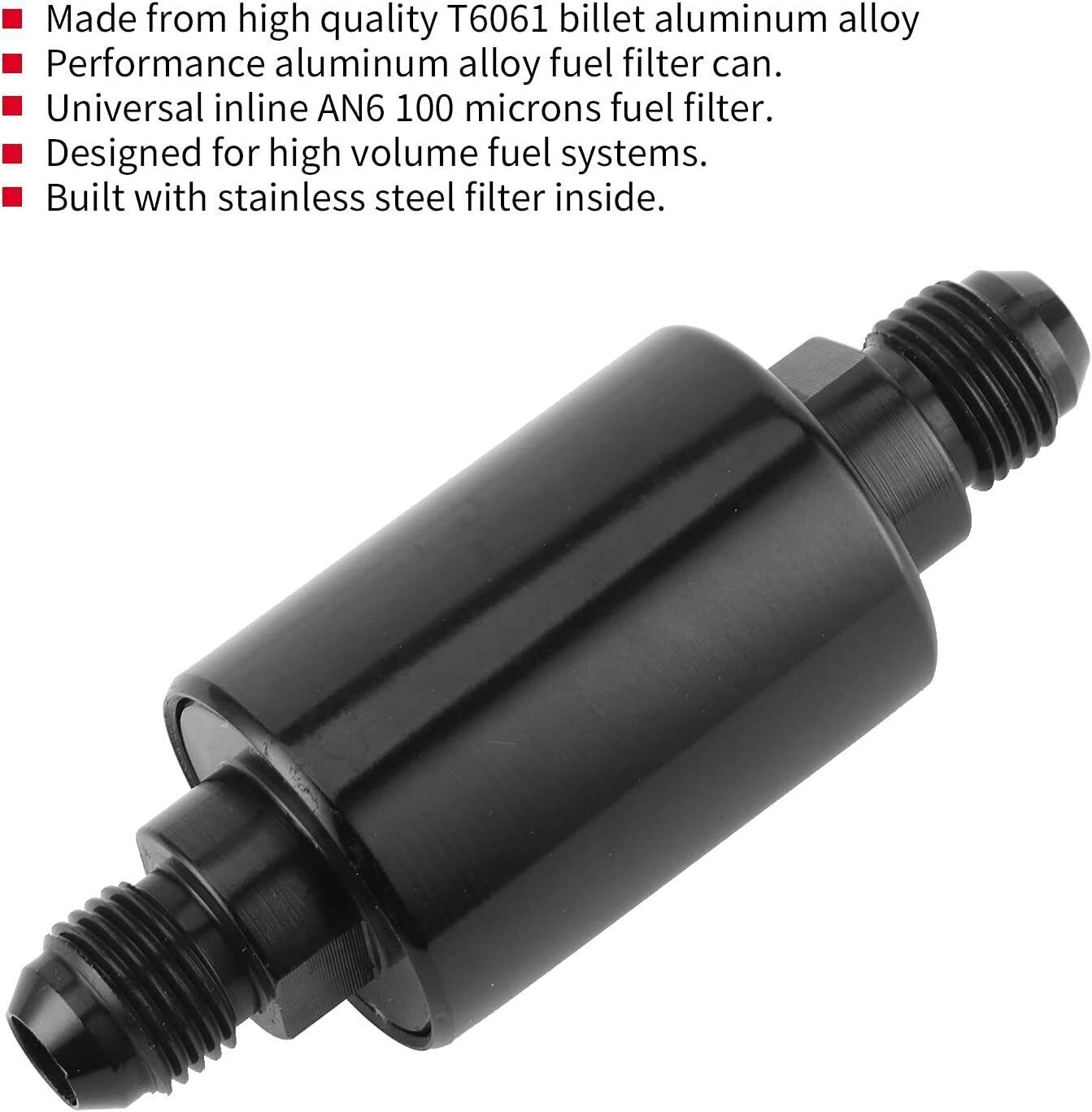 Universal -6AN Inline Fuel Filter High Flow 100 Micron Cleanable AN6 ...