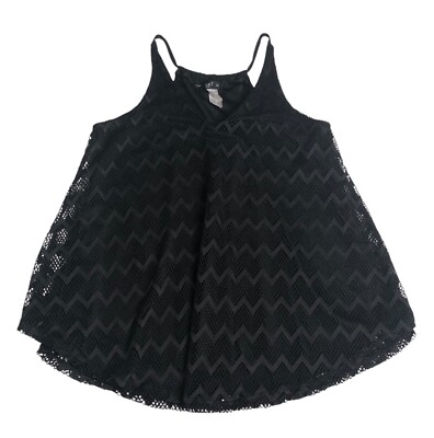 トップス Vintage black crochet mesh tank top Crochet Scoop Neck Tank Top-Black – XIX Palms