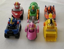 Paw Patrol Rescue Racers Vehicles lot of 6  Rubble Skye Chase Marshal Rocky Zuma