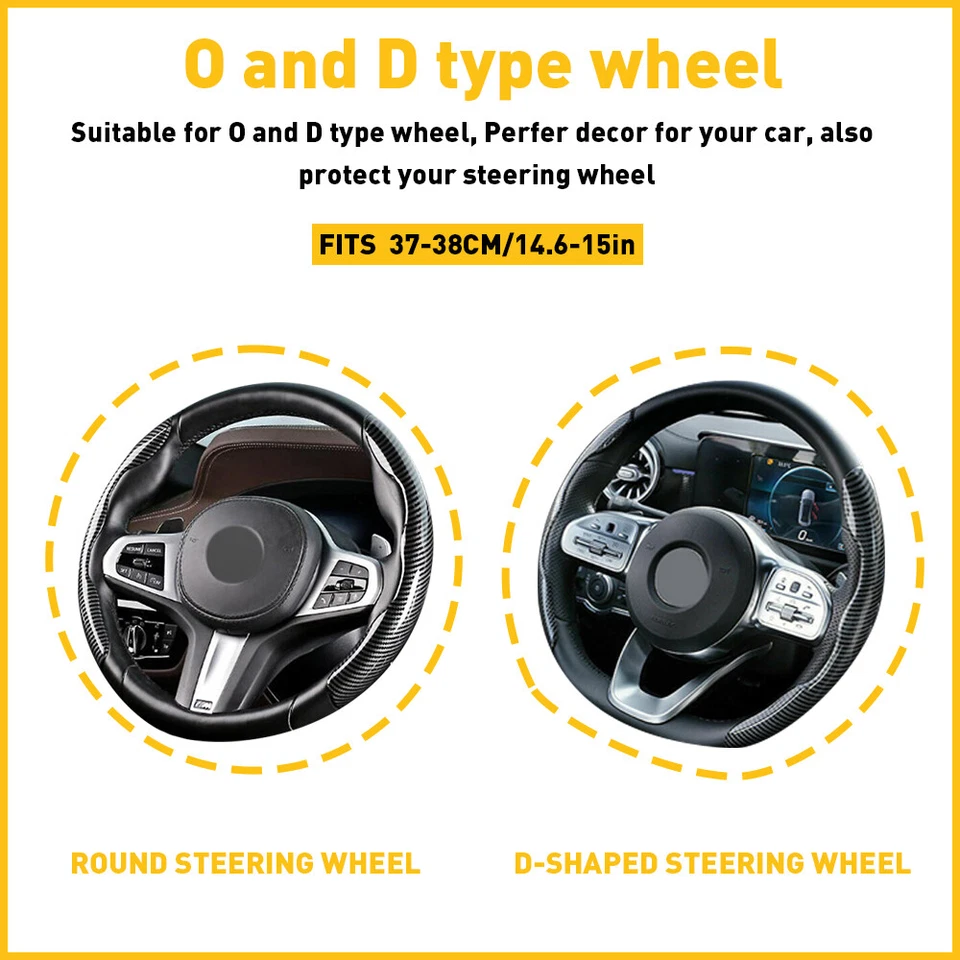 Cubierta elevadora universal para volante de coche para 38 cm 37 cm fibra de carbono impermeable Foto 3 de 4