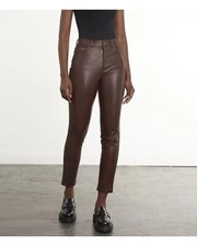 NEW $178 Commando Womens Pants Faux Leather Oxblood Five Pocket Small