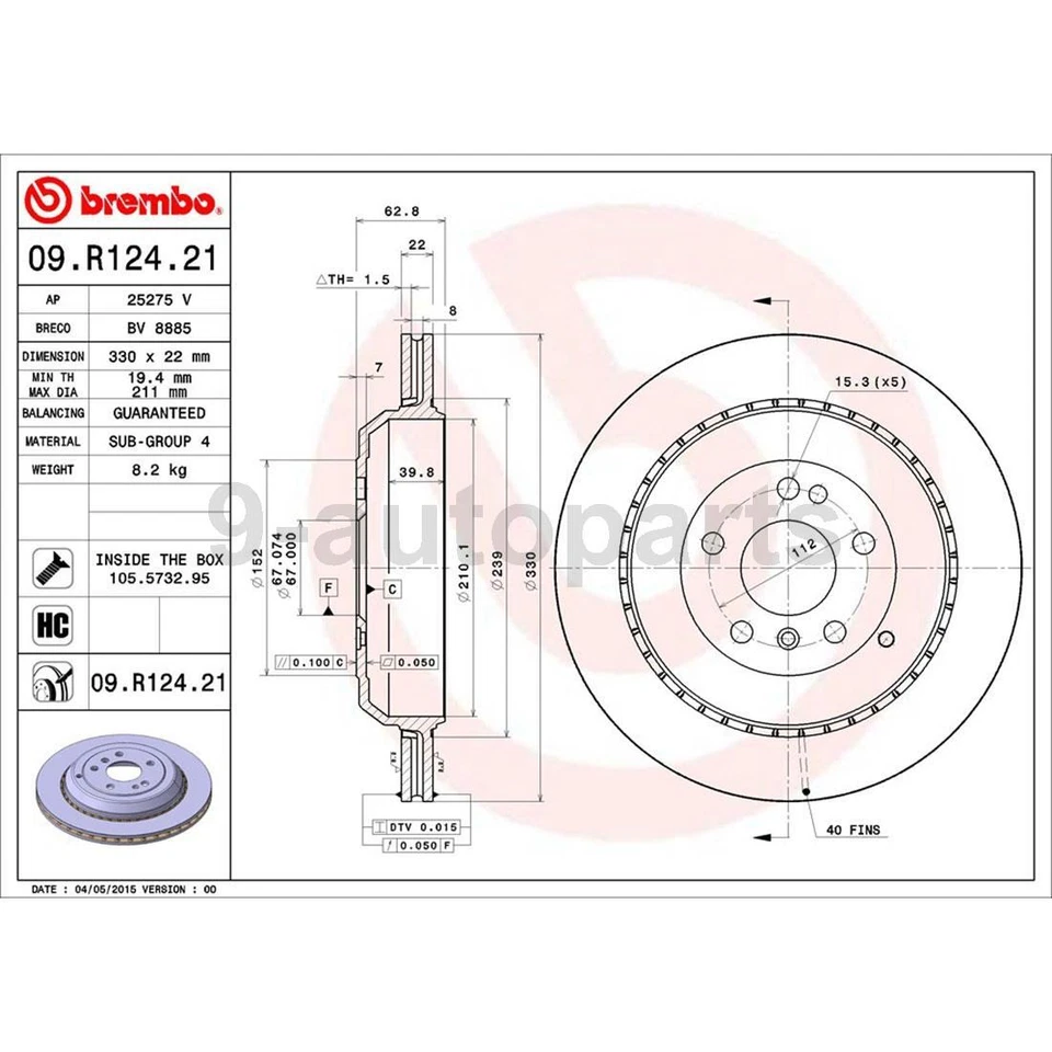 Rotores de freno traseros Brembo OE pastillas metálicas para Mercedes-Benz GL320 2007-2009 Foto 2 de 4