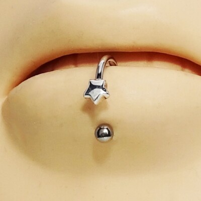 Piercing Hufeisenring Lippenstecker Lippenpiercing mit Stern aus Silber