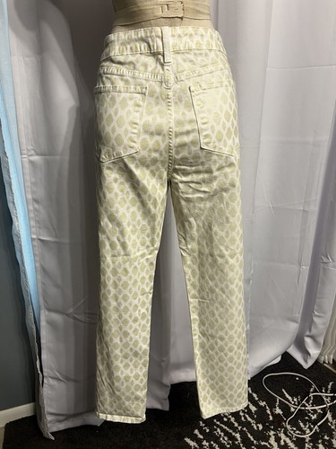 NYDJ Womens 10 Original Slimming Ankle Pant Geometric White Gold Metallic Beach - Picture 7 of 15