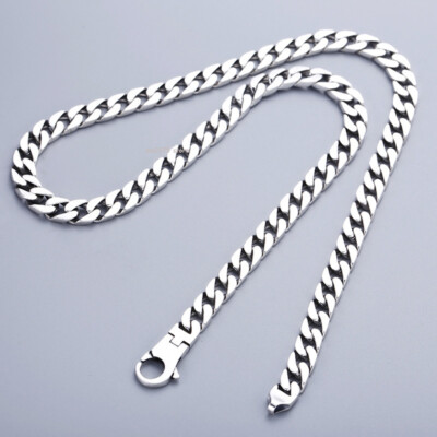 Echt S925 Sterling Silber Halskette Damen Herren 7 mm massiv Panzerkette Kubanisches Glied