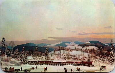 Adirondack Museum Blue Mountain Lake New York cutting & loading ice POSTCARD D10
