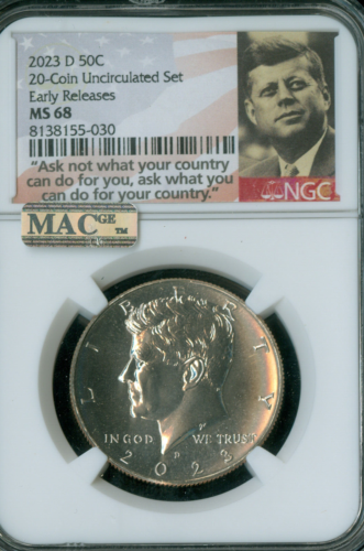 2023 D KENNEDY LOGO HALF NGC MS68 MAC 2nd FINEST REGISTRY MAC SPOTLESS . - Picture 1 of 2